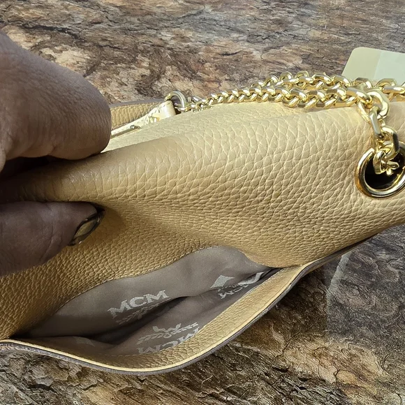 MCM Beige Leather Shoulder Bag - Picture 7 of 15